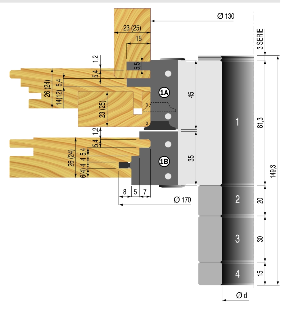 Wendeplatten-Werkzeug für Innen-Türen 170x81,3x30xZ=2 S=2 I=2